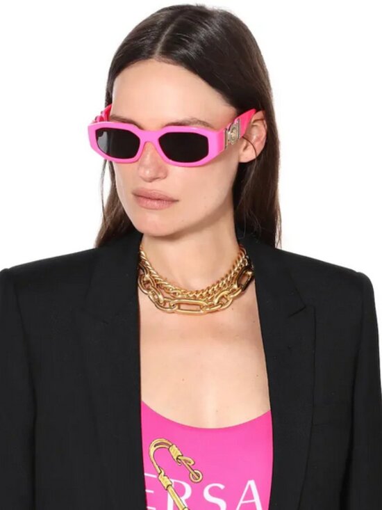 Versace Mod. 4361 5318/87 Neon Hot Pink Gold Medusa Frame Grey Lens Sunglasses main image 11